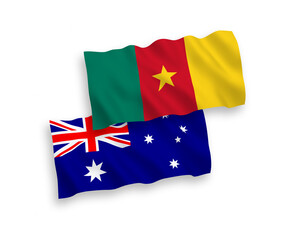 Flags of Australia and Cameroon on a white background