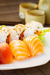 dinner with sushi dish