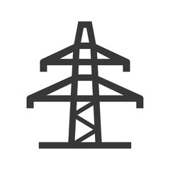 Electric power transmission, maintenance and distridution lines icon isolated on white.