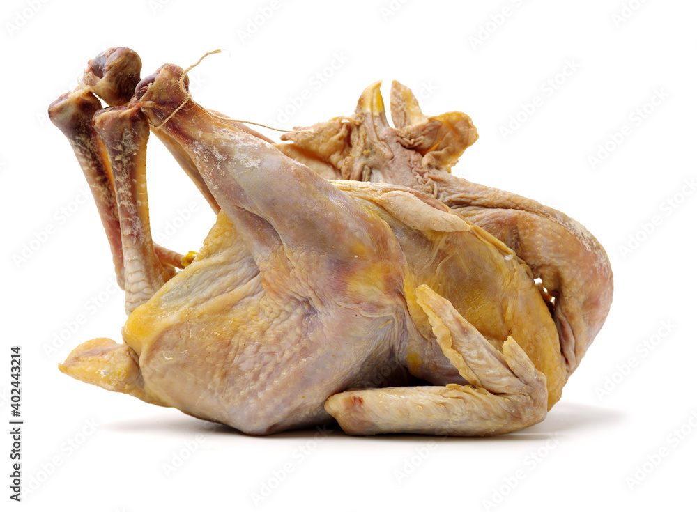 Poster salted chicken on white background