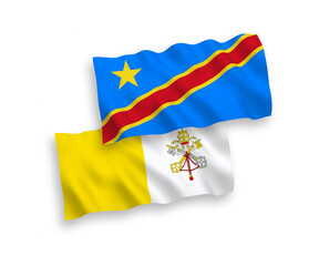 Flags of Vatican and Democratic Republic of the Congo on a white background