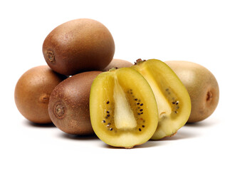 golden kiwi (Actinidia chinensis) on white background