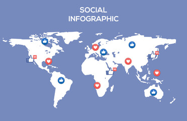 Naklejka premium Vector social media map internet community. Business people world network