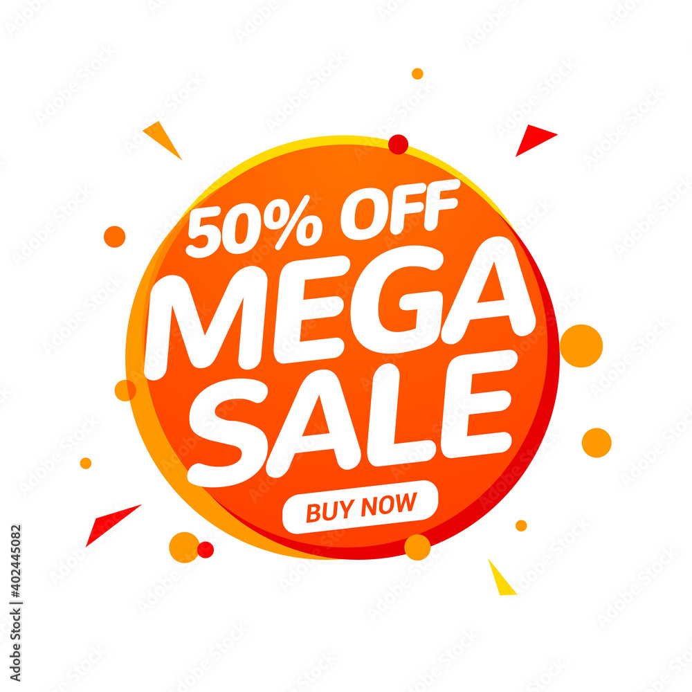 Wall mural Mega Sale speech bubble banner sign. 50 percent discount promotion element