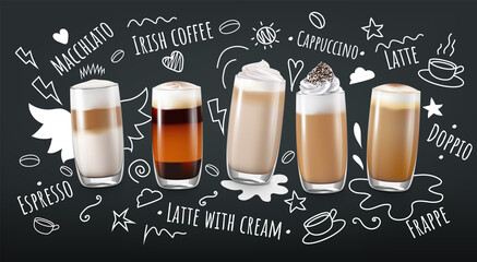 Coffee Drinks Realistic Concept