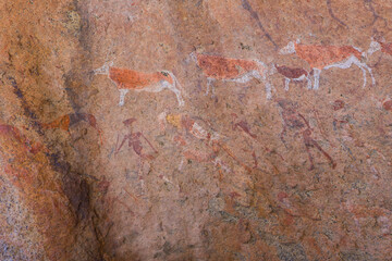 Pinturas rupestres en las Montañas Branberg, Desierto del Namib, Namibia, Africa