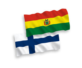 Flags of Finland and Bolivia on a white background