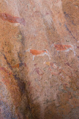 Pinturas rupestres en las Montañas Branberg, Desierto del Namib, Namibia, Africa