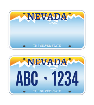 American Nevada car license plate vector registration. Car licence vehicle nevada state numberplate design