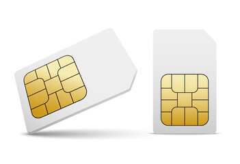 Sim card vector mobile phone icon chip. Simcard isolated 3d design gsm - obrazy, fototapety, plakaty