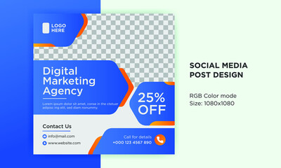Marketing social media post banner design template