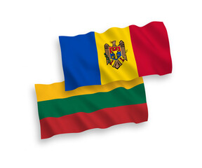 Flags of Lithuania and Moldova on a white background