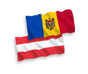 Flags of Austria and Moldova on a white background