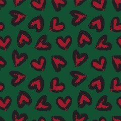 Christmas Heart shaped brush stroke seamless pattern background