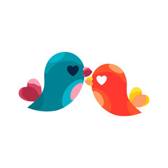 Bird love. Cute birds lovers, romance couple,