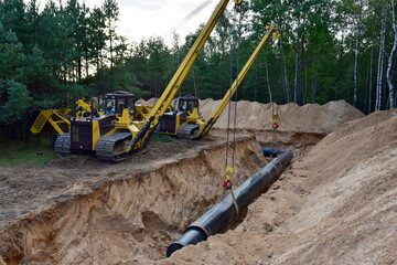 Natural Gas transmission pipeline and crude oil pipes Installation for transporting fuel supplies...