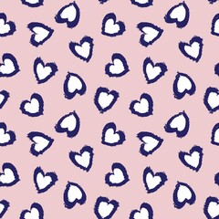 Obraz premium Pink Navy Heart shaped brush stroke seamless pattern background