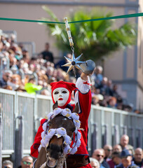 Traditional mask of the horse Sartiglia race in Sardinia
