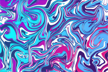 Obraz premium Liquid swirled blue, pink and white paint, marbled surface, abstract background image, digital illustration