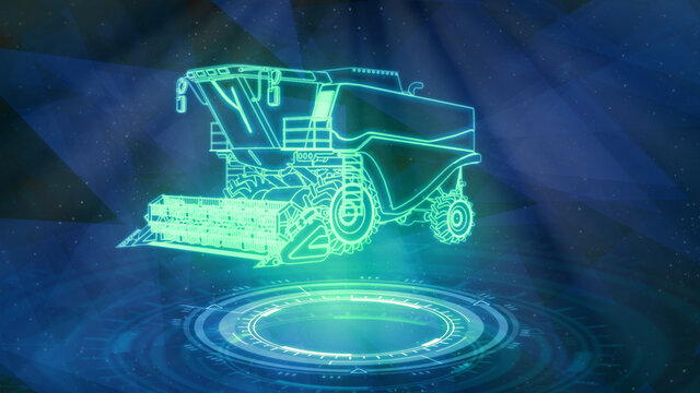 Neon harvester 3d renders, cg industrial 3D illustration