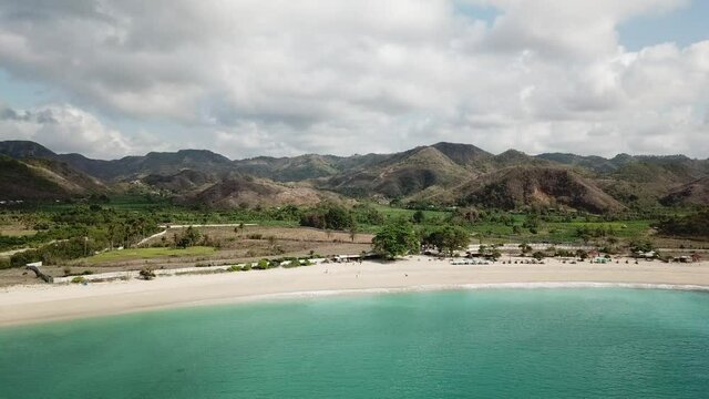 Lombok Mawun Beach with hills in the background, Indonesia