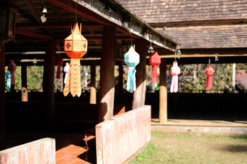 paper lamp lantern decorating in asian temple