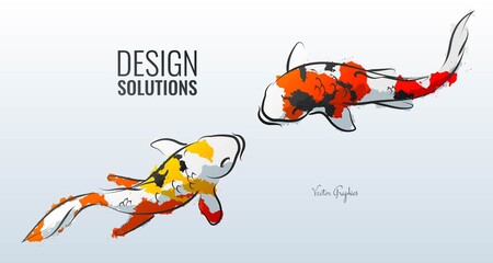 Japanischer Koi. Vektor-Illustration. Zusammengesetzte Pfade mit Farbverläufen für einfachen Farbwechsel. © Andrew