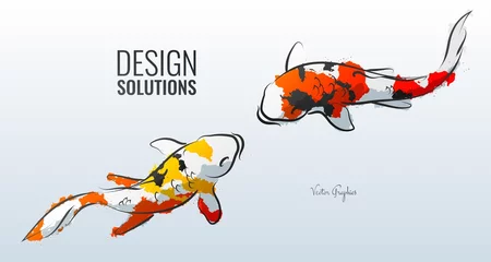 Japanischer Koi. Vektor-Illustration. Zusammengesetzte Pfade mit Farbverläufen für einfachen Farbwechsel. © Andrew