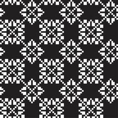 Black and White Christmas Snowflakes Fair Isle Seamless Pattern Background