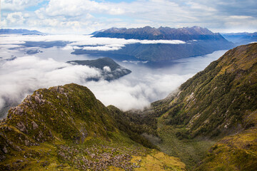 New zealand fjords view from the top of the mountain
