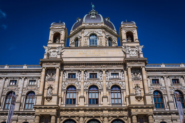 Fototapeta na wymiar Front facade of Natural History Museum in Vienna city, Austria