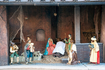 One of the annual crèches given to the Vatican and displayed in Piazza San Pietro, Rome, Italy....