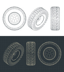 SUV wheel drawings © blacklight_trace