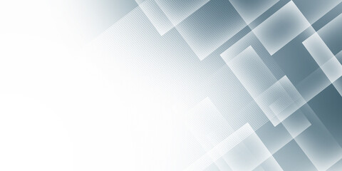 Abstract white and gray geometric square shape overlapping layer background