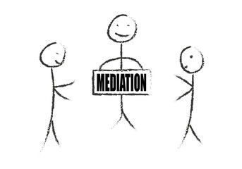 Personas discutiendo con mediación.