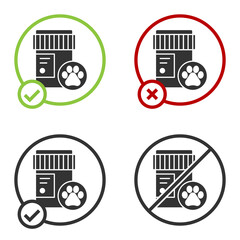 Black Dog medicine bottle icon isolated on white background. Container with pills. Prescription medicine for animal. Circle button. Vector.