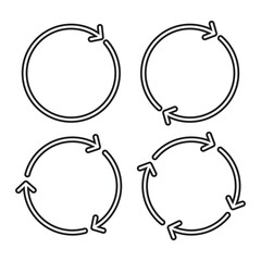 Set of circle arrows rotating icon, Round reload, Refresh, recycle, loop rotation, Circular rotation loading, redo process, Vector illustration.