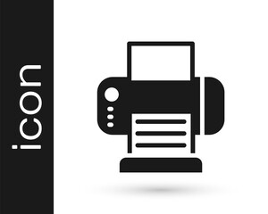 Black Printer icon isolated on white background. Vector.