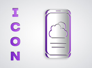 Paper cut Weather forecast icon isolated on grey background. Paper art style. Vector.