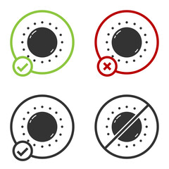 Black Sun icon isolated on white background. Circle button. Vector.