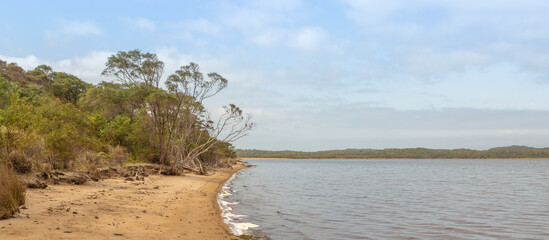 Landscape along the Coalmine Beach in the Nornalup Inlet close to Walpole in Western Australia
