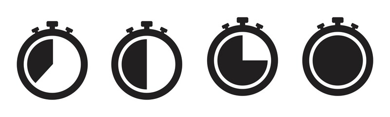 Timers icon set on white background. Stopwatch symbol. countdown clock counter timer vector illustration