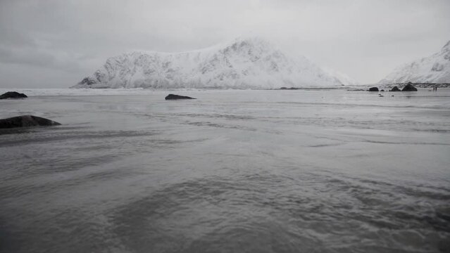 Close up water in Norway beach