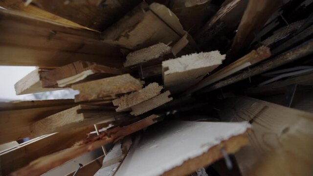Wood pieces in old fabric, Norway