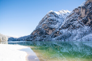 Lake Prags - first snow in a winter wonderland