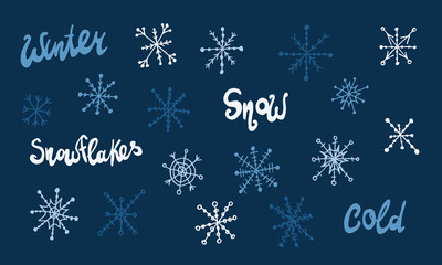 Snowflake simple doodle illusatration. Hand drawn snow element isolated on white background. Winter season, Christmas celebration