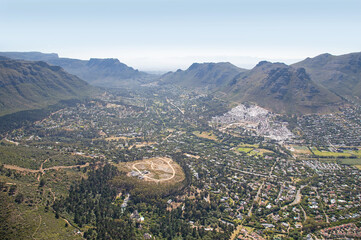 Cape Town, Western Cape, South Africa - 12.22.2020: Aerial photo of Hout Bay