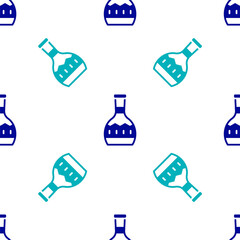 Blue Tequila bottle icon isolated seamless pattern on white background. Mexican alcohol drink. Vector.