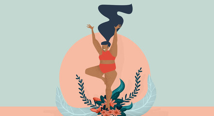 Happy Confident Plus Size Girl Doing 