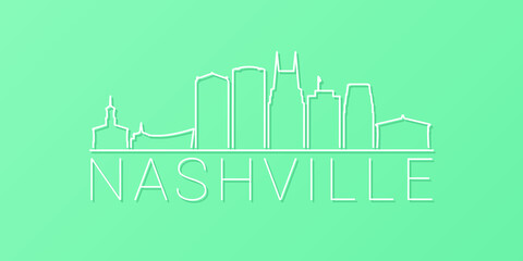 Fototapeta premium Nashville, TN, USA Skyline Linear Design. Flat City Illustration Minimal Clip Art. Background Gradient Travel Vector Icon.